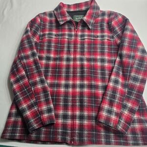 Woolrich Woolen Mills Plaid Flannel Full Zip Shacket Shirt Jacket Women's XL
